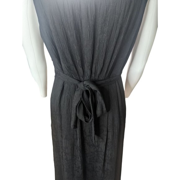 Jax Black Maxi Dress Beaded Boho Embellishments Flowy Tie Waist V Neck sz 10 - Picture 8 of 12